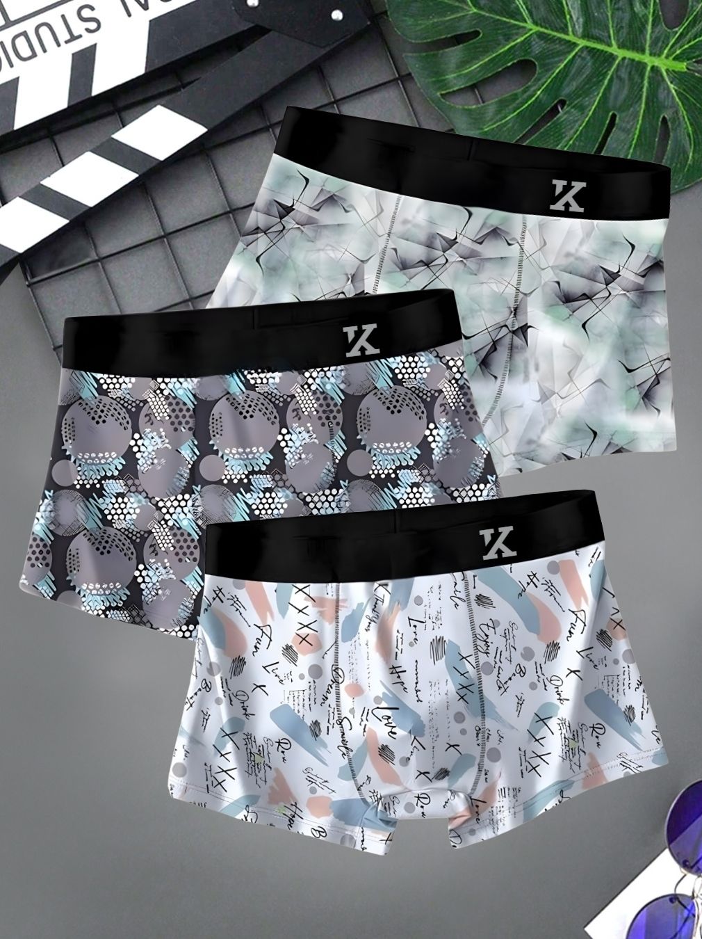 kinu Pack of 3 Geometric Print Men Trunk-picture-10