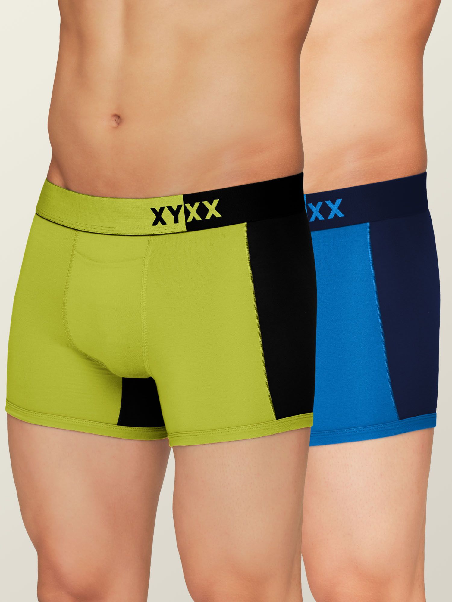 xyxx Pack of 2 Dualist Intellisoft Micro Modal Color Blocked Solid Men Trunk-picture-22