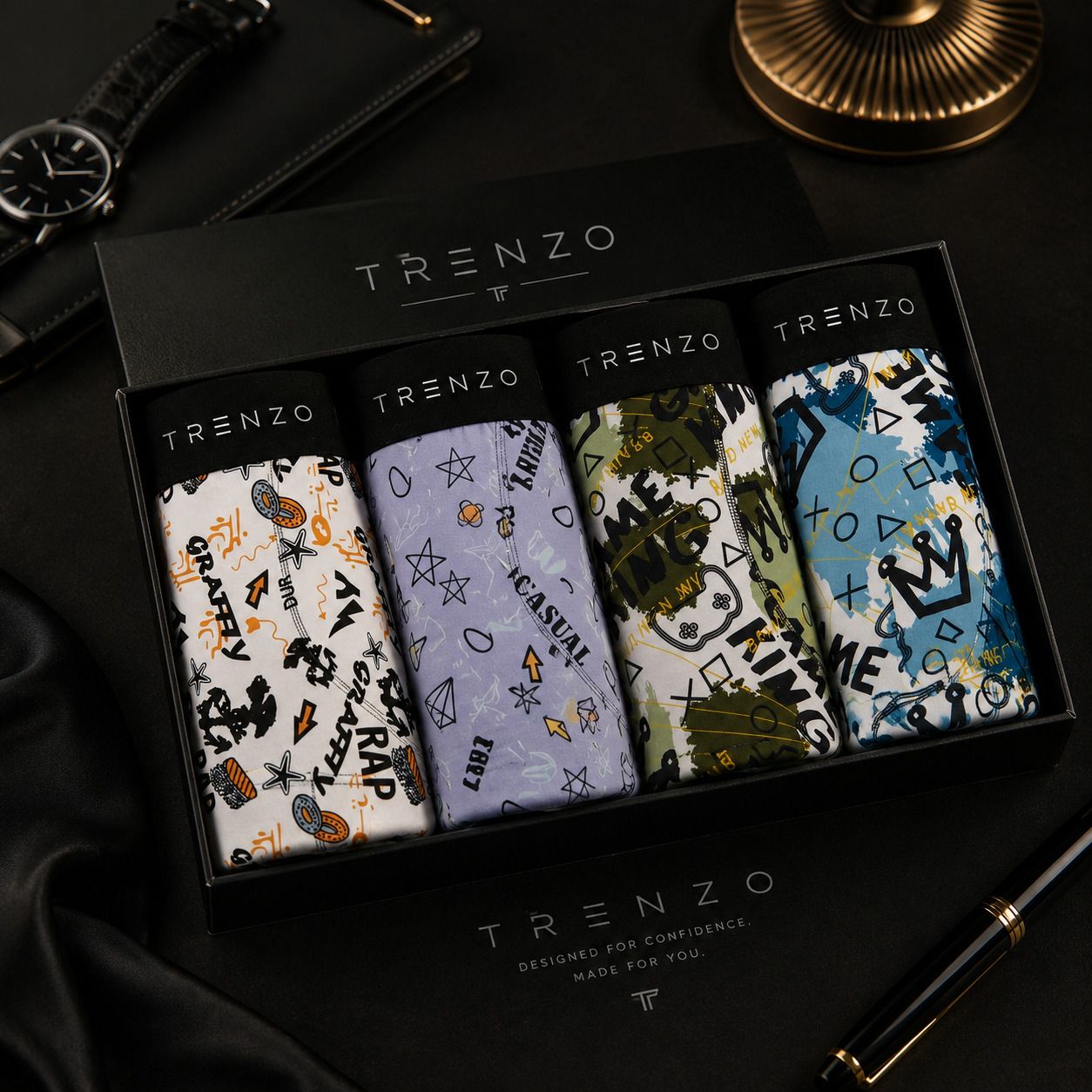 trenzo Pack of 4 Graphic Print Men Trunk-picture-34