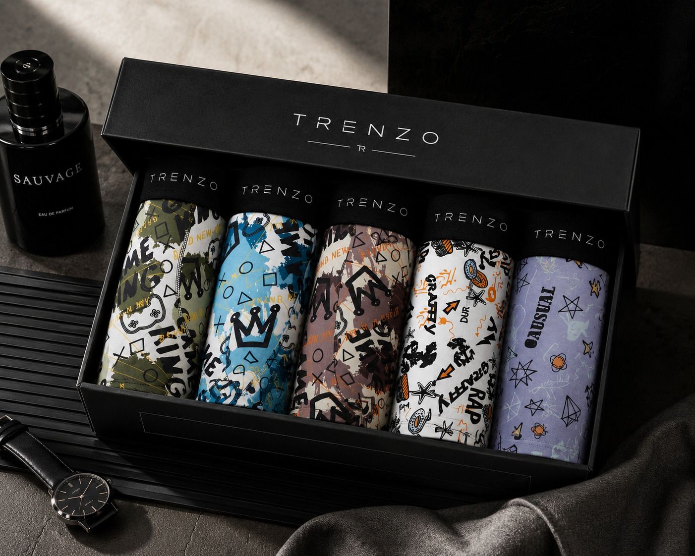 trenzo Pack of 5 Graphic Print Men Trunk-picture-41