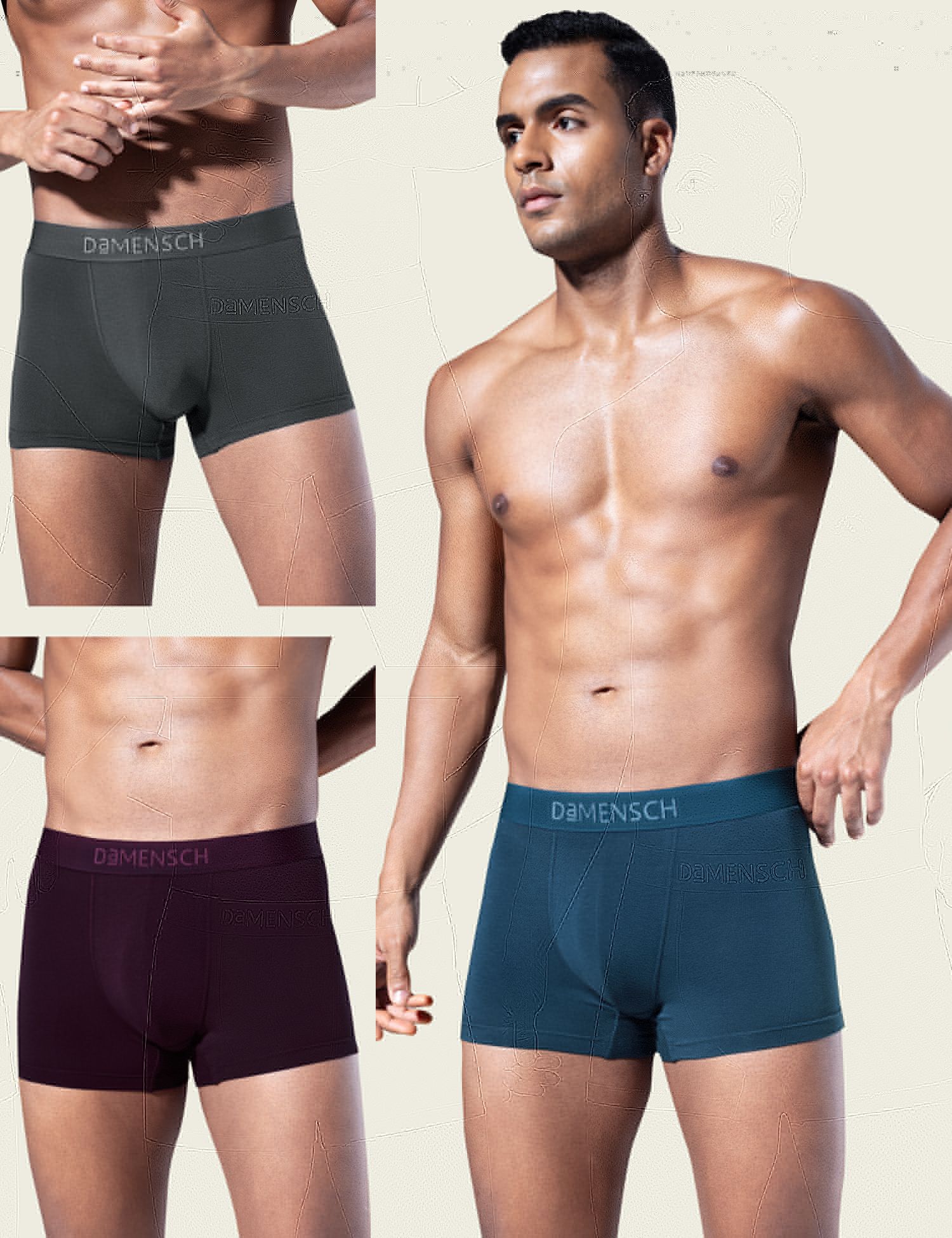 damensch Pack of 3 Micro Modal Stretch Anti-Bacterial Solid Men Trunk-picture-24