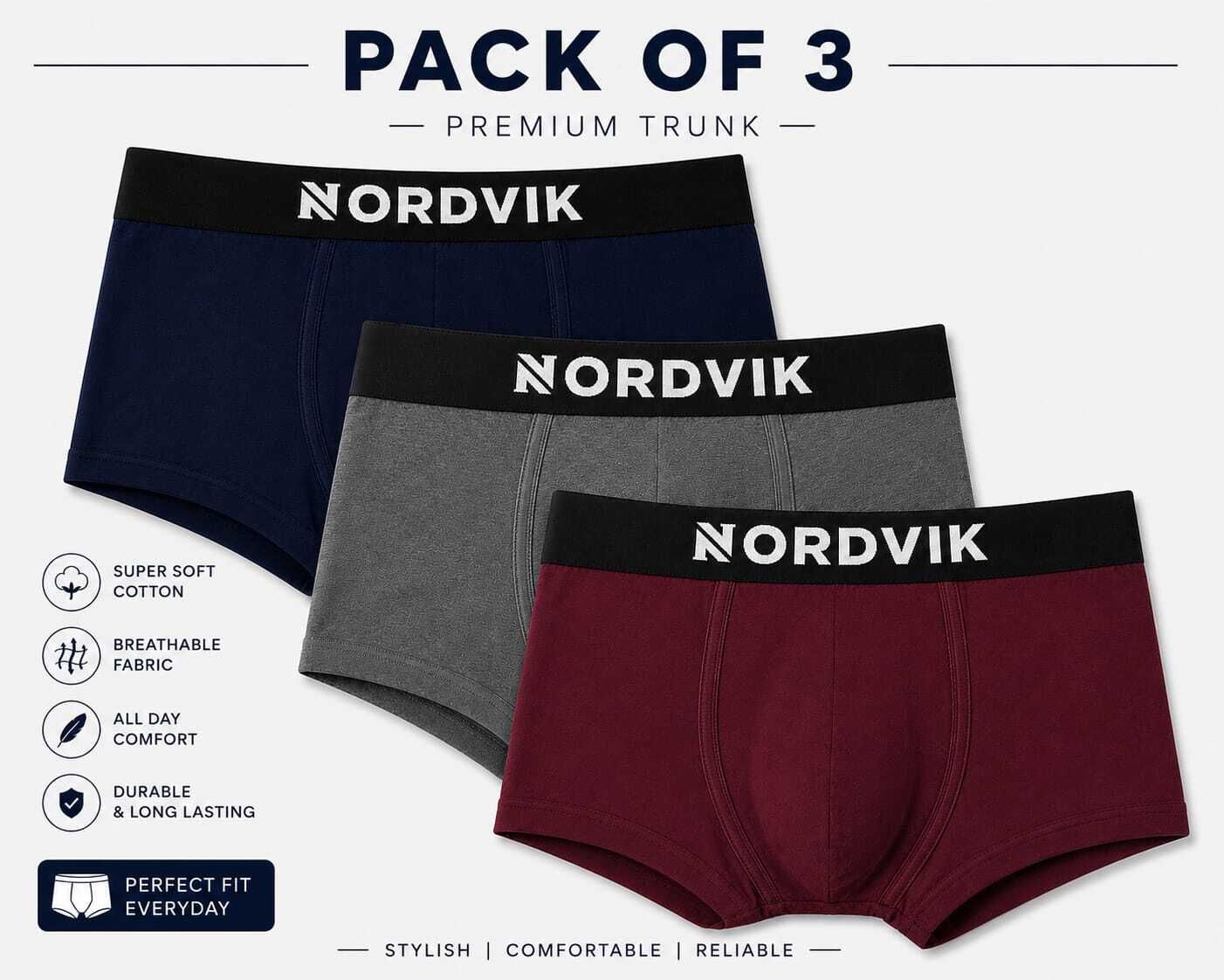 nordvik Pack of 3 Solid Men Trunk-picture-38