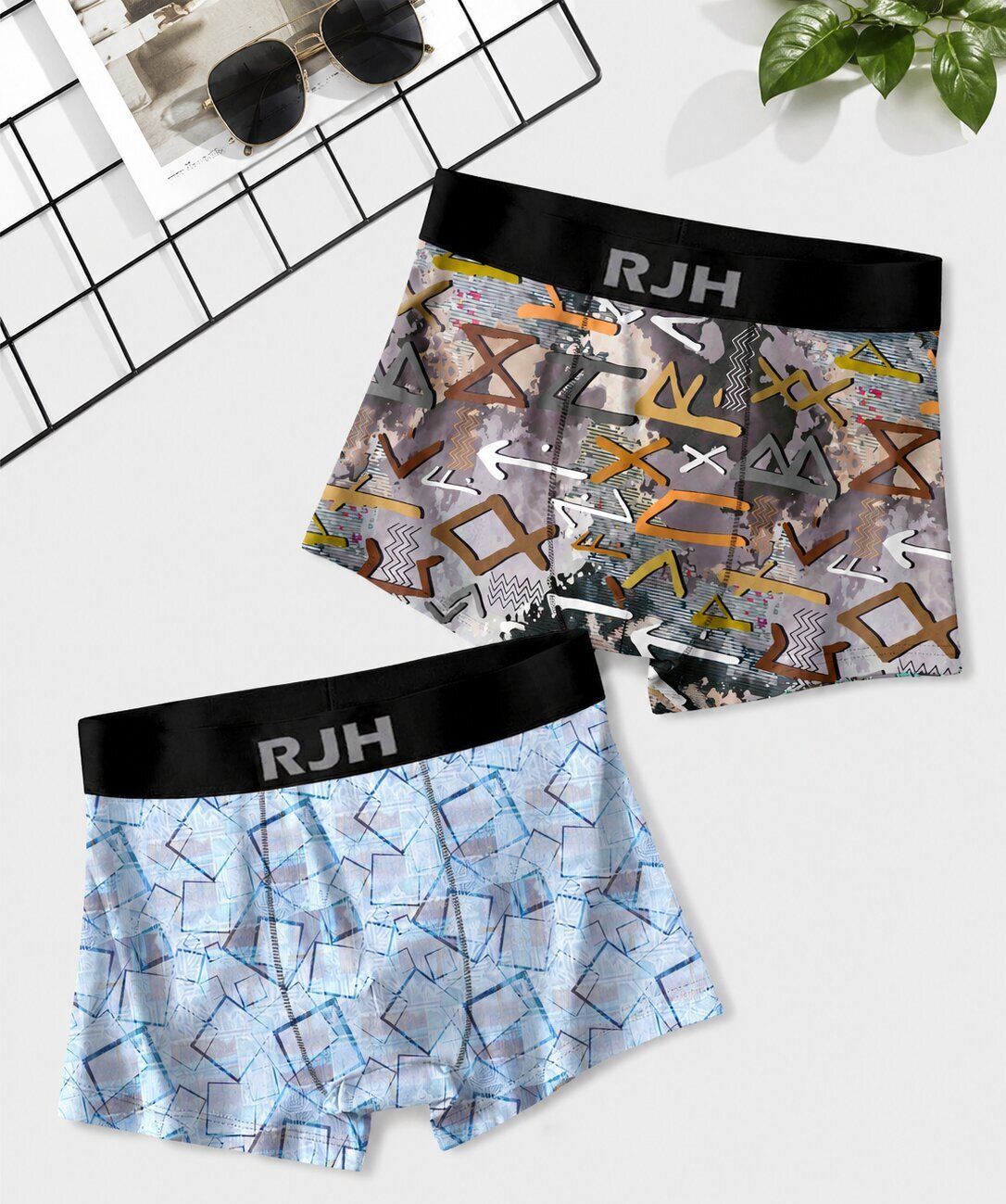 Pack of 2 Geometric Print Men Trunk-image-6