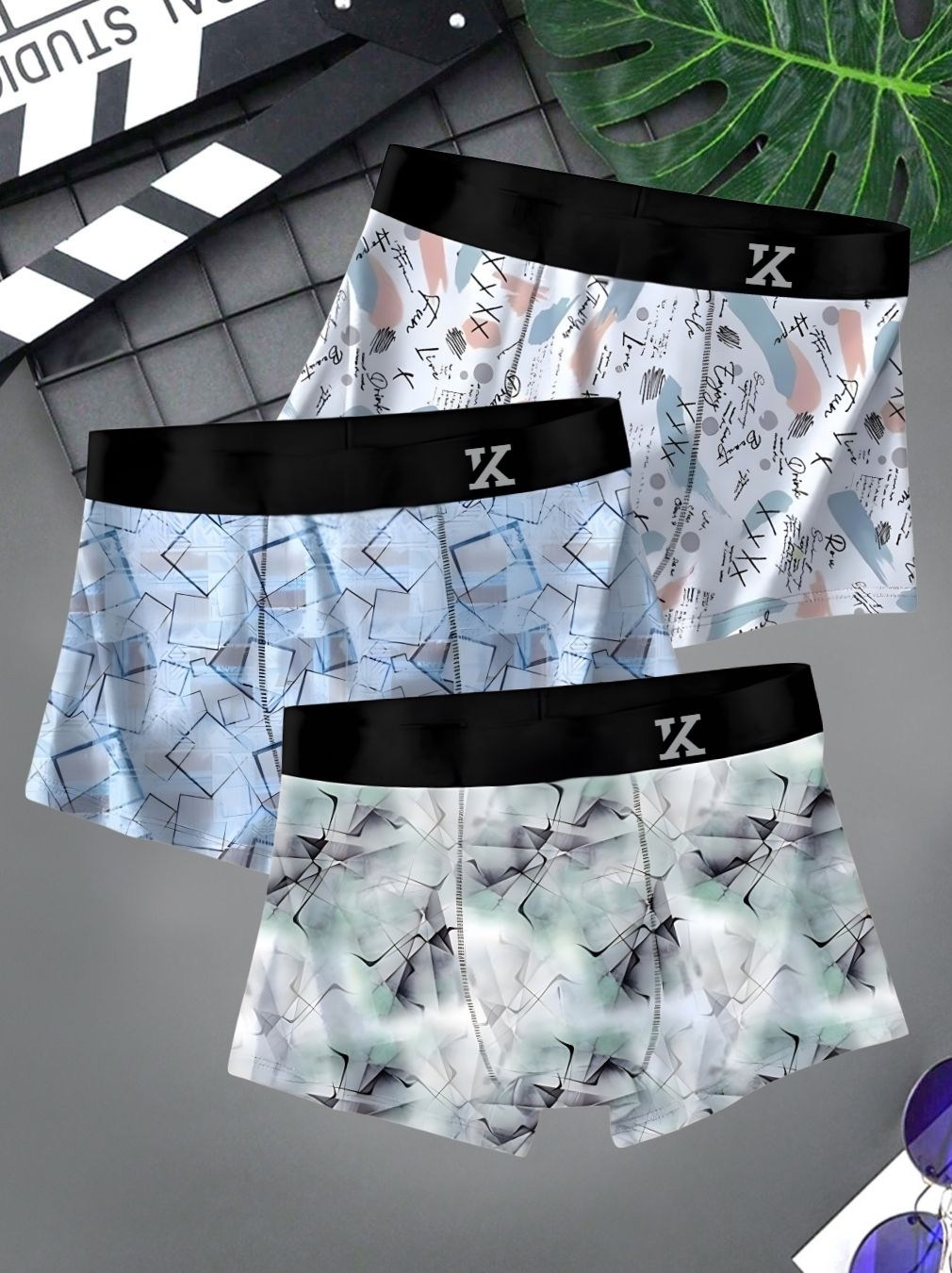 kinu Pack of 3 Geometric Print Men Trunk-picture-18