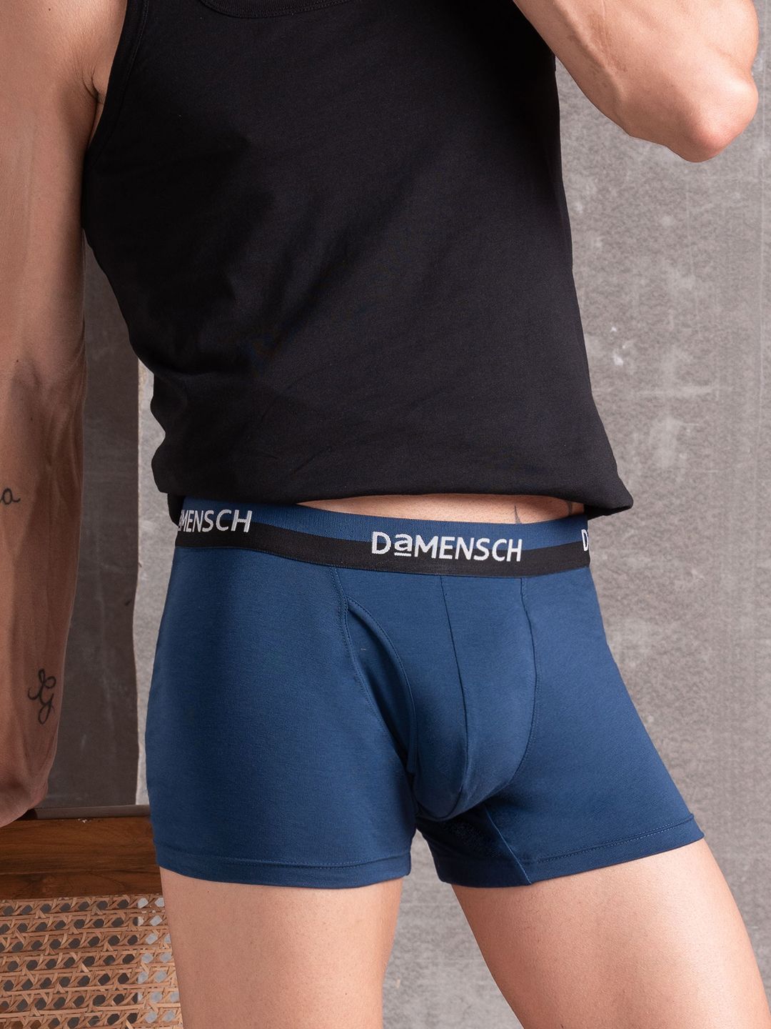 damensch Feel Mint Combed Cotton Blue Solid Men Trunk-picture-18