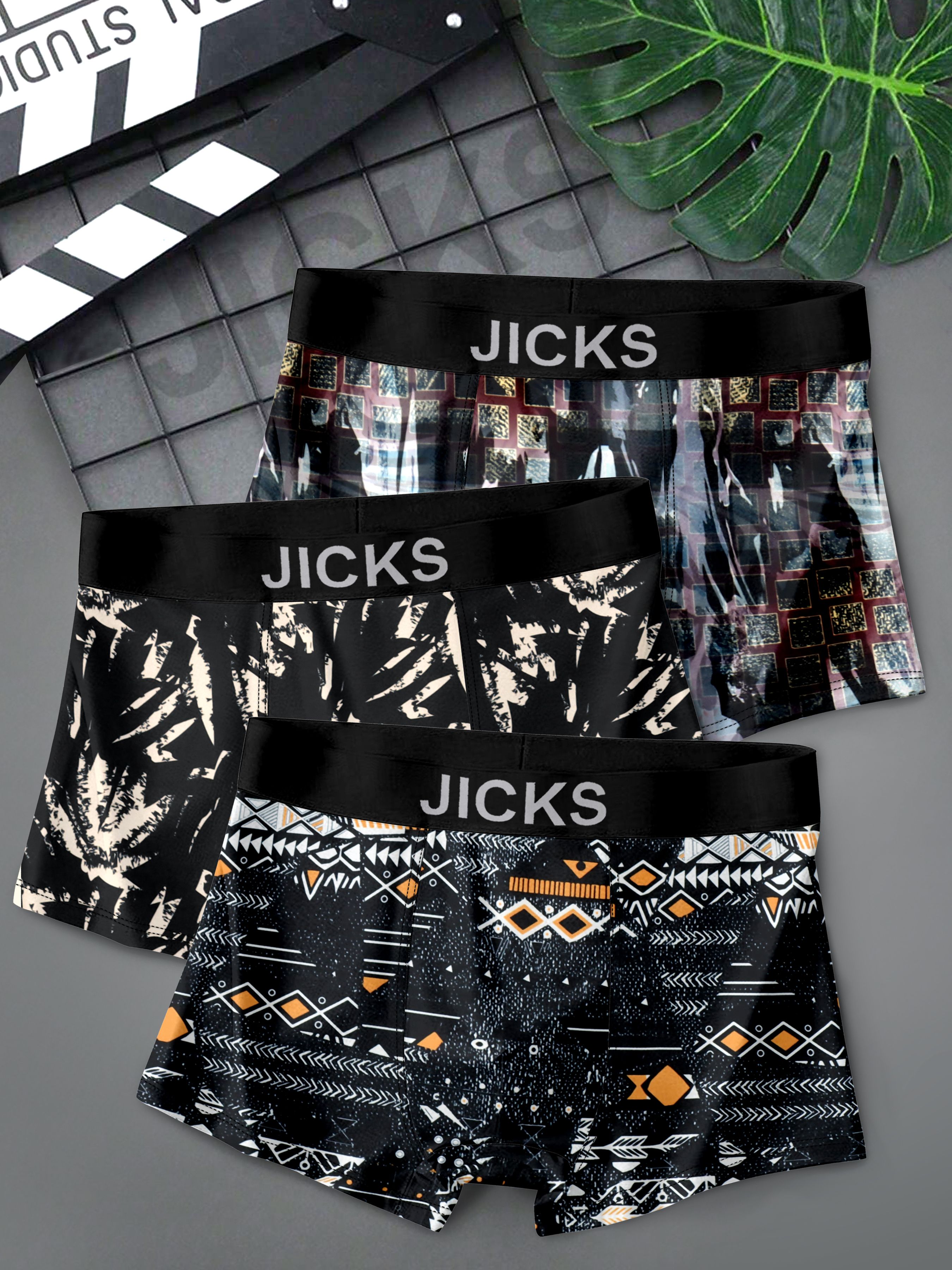 jicks Pack of 3 Camouflage, Printed, Geometric Print Men Trunk-picture-27