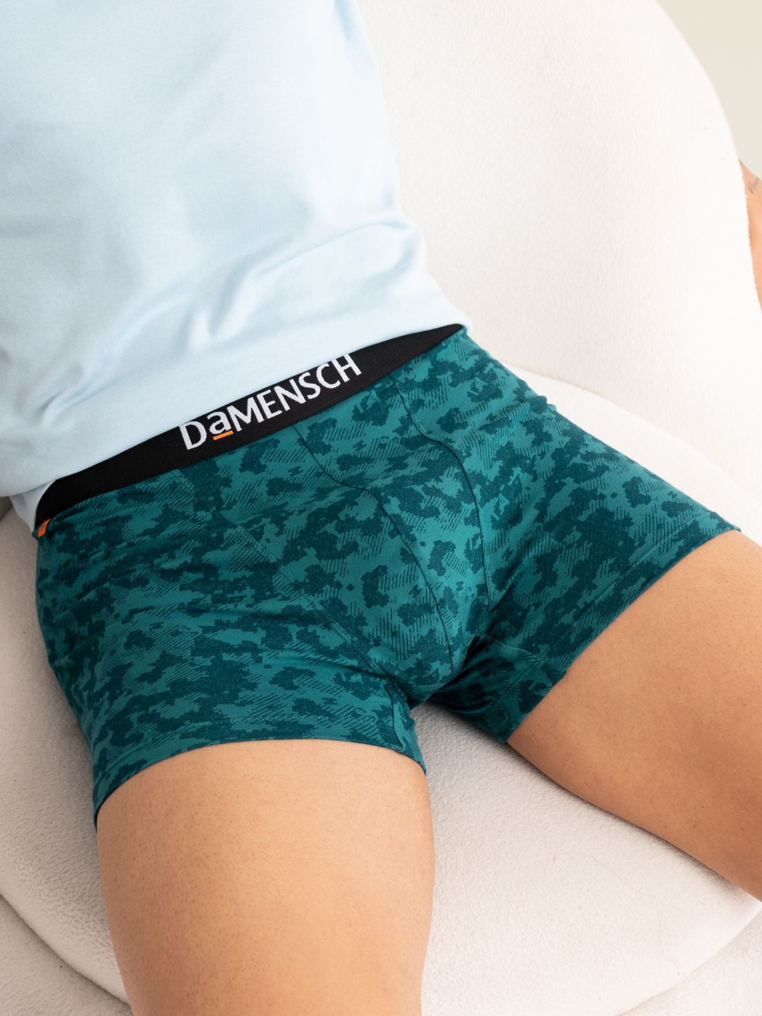 Combed Cotton Moisture Wicking Blue Printed Men Trunk-image-3