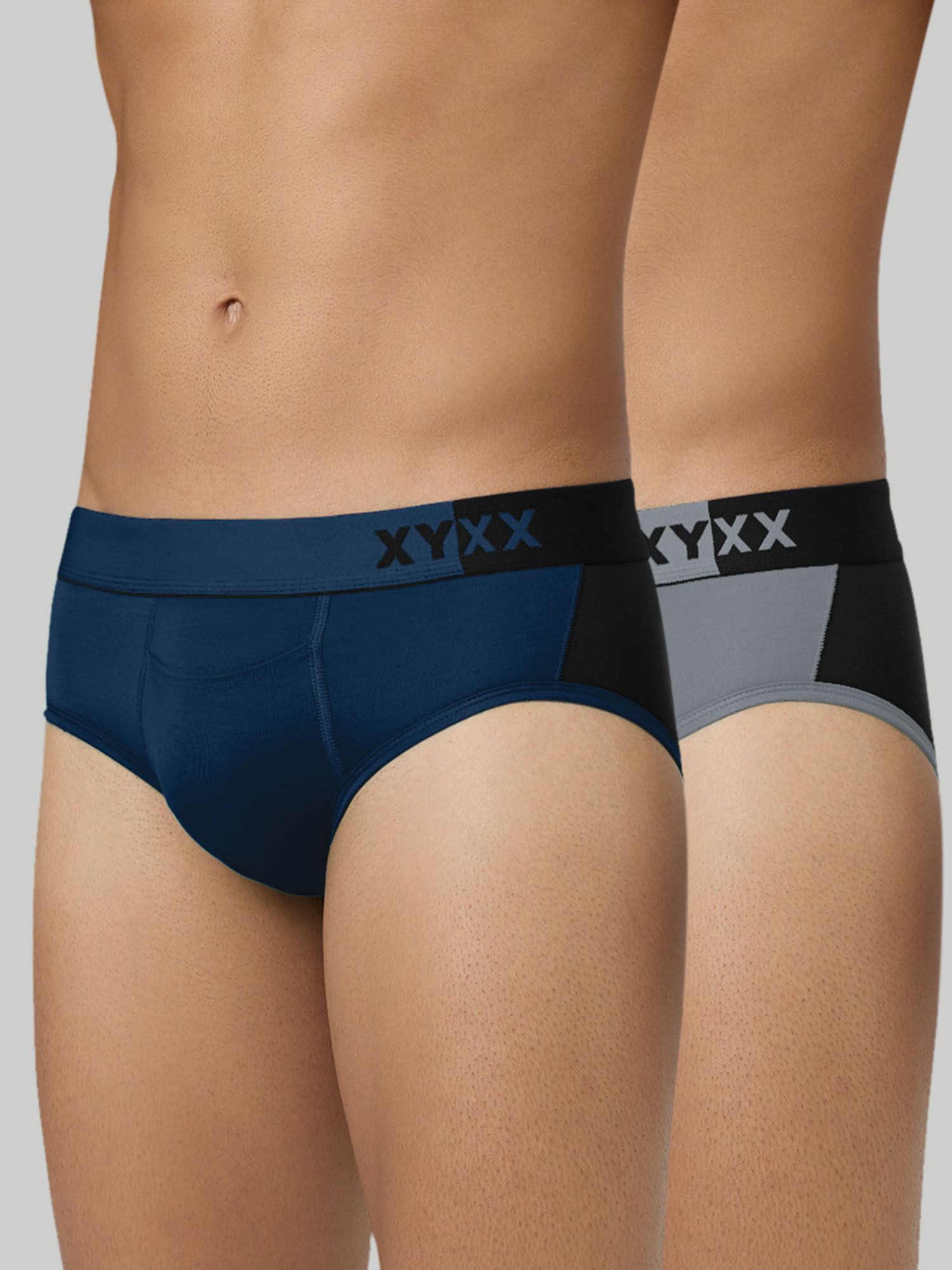 xyxx Pack of 2 Dualist Intellisoft Micro Modal Color Blocked Solid Men Brief-picture-46