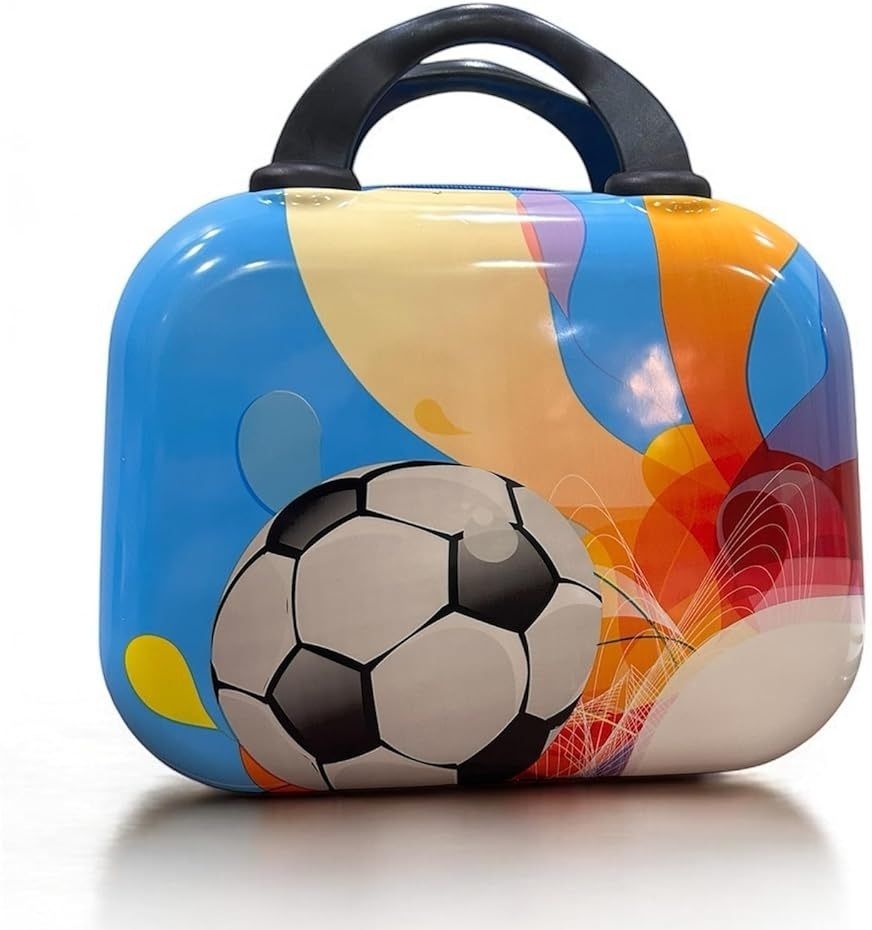 Kids 14" Soccer Print hardshell Organizer,Portable Travel Vanity & Mini suitcase Small Briefcase - For Boys & Girls