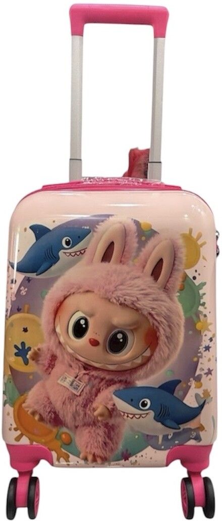 Rolling Luggage, Suitcase with Cartoon Print 16 Inch Spinner Wheels for Kids Small Briefcase - For Boys & Girls