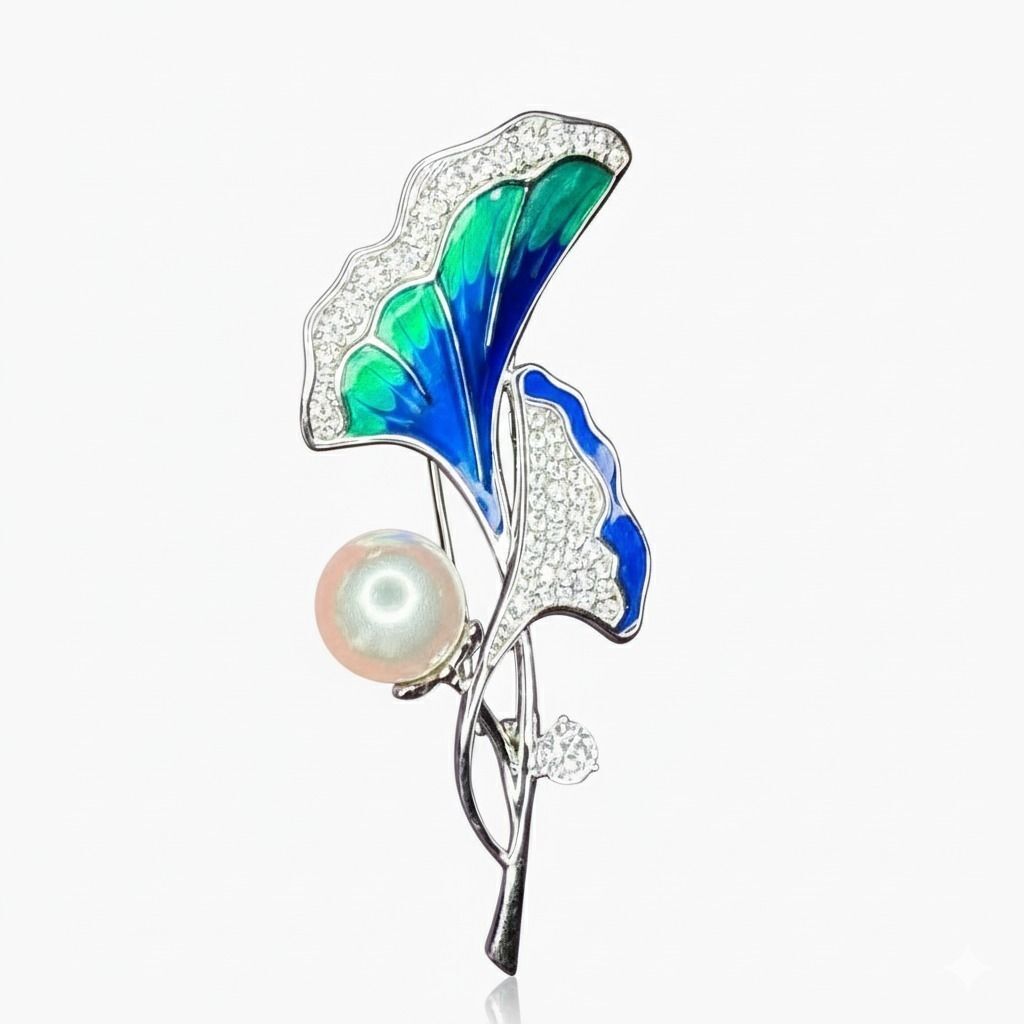 silviacsj White Silver Blue-Green Pearl Brooch Brooch-image-27