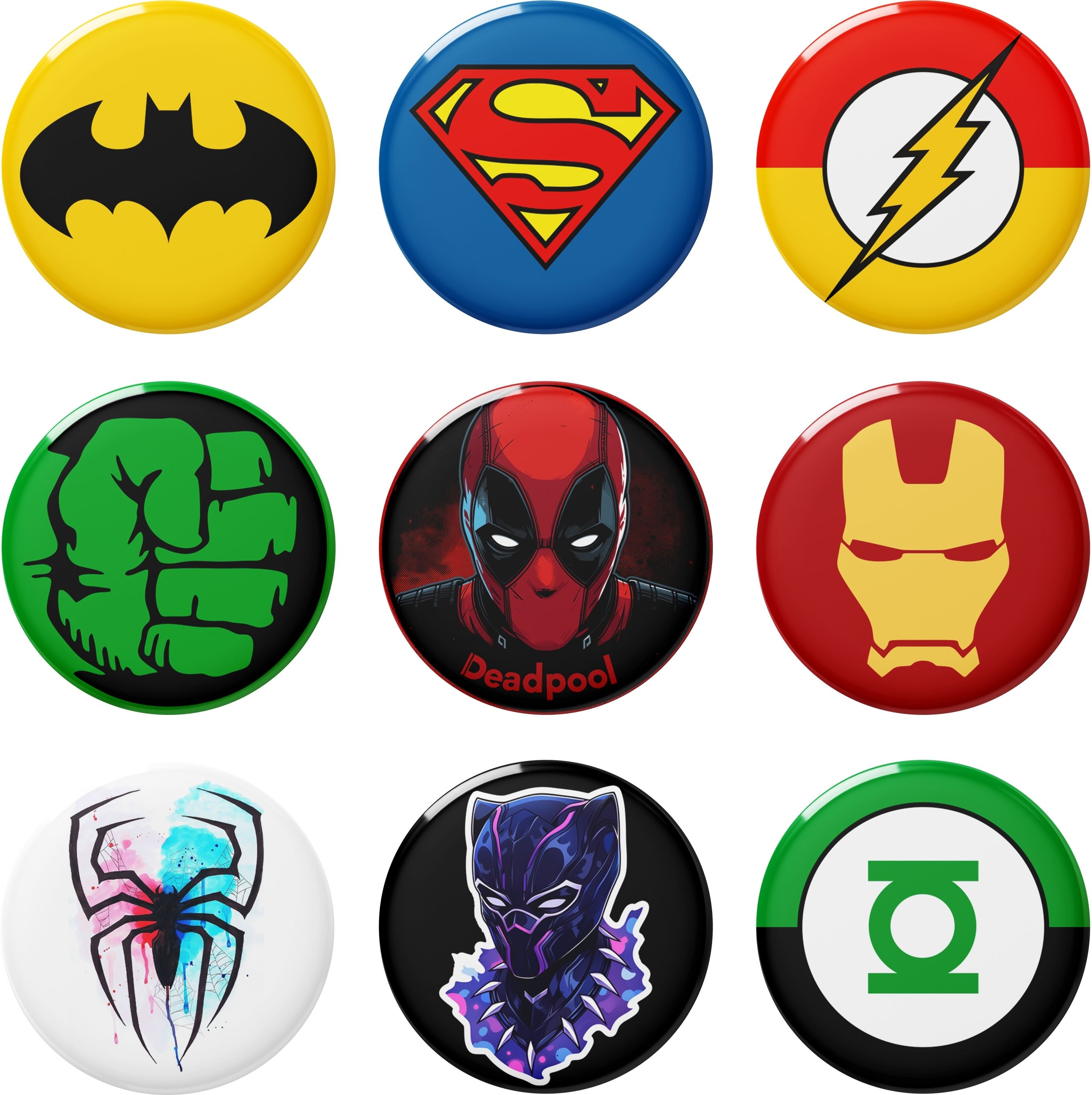 Visibee Superhero Pin Badges Set of 9 – 58mm Round Button Badges for Bags & Kids Brooch-picture-22