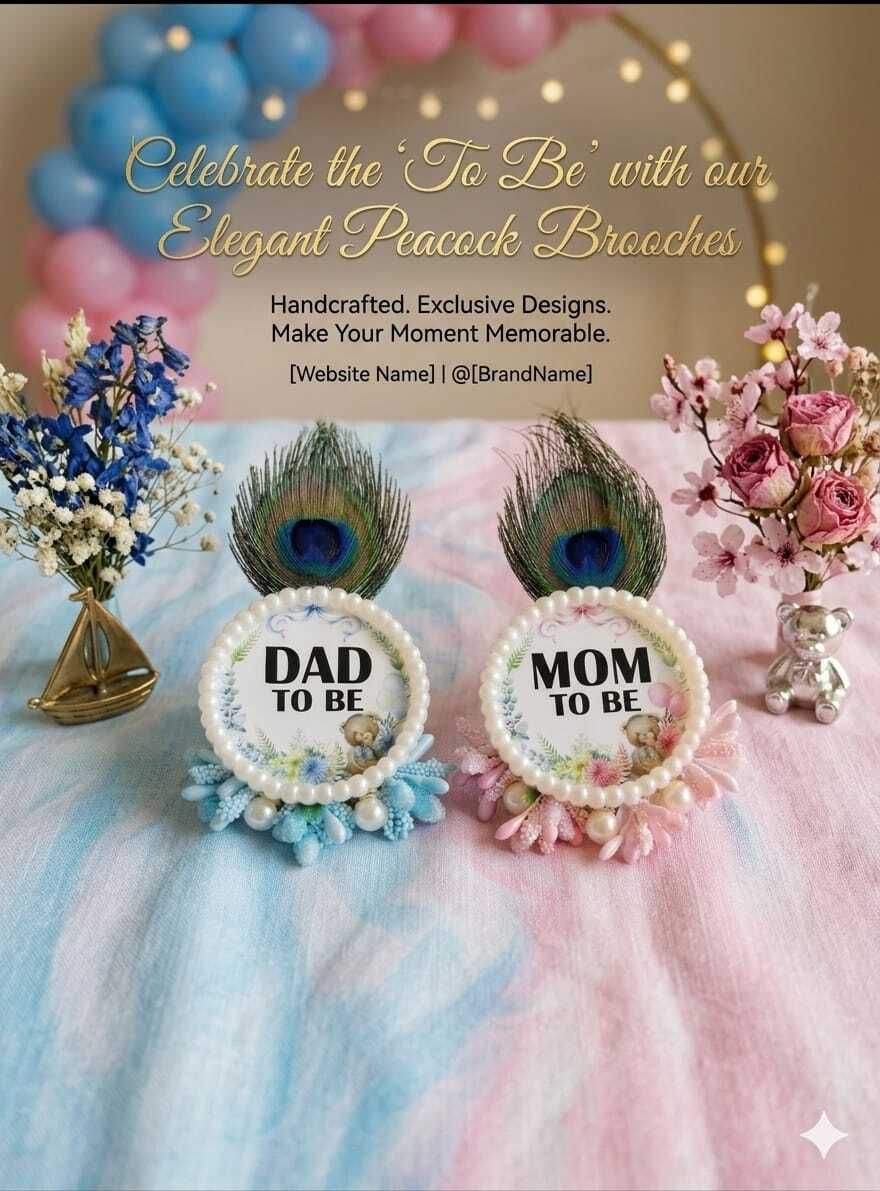 alphasales Special Edition Baby Shower Keepsake: Elegant Mom and Dad to Be Brooch Set Brooch-image-0