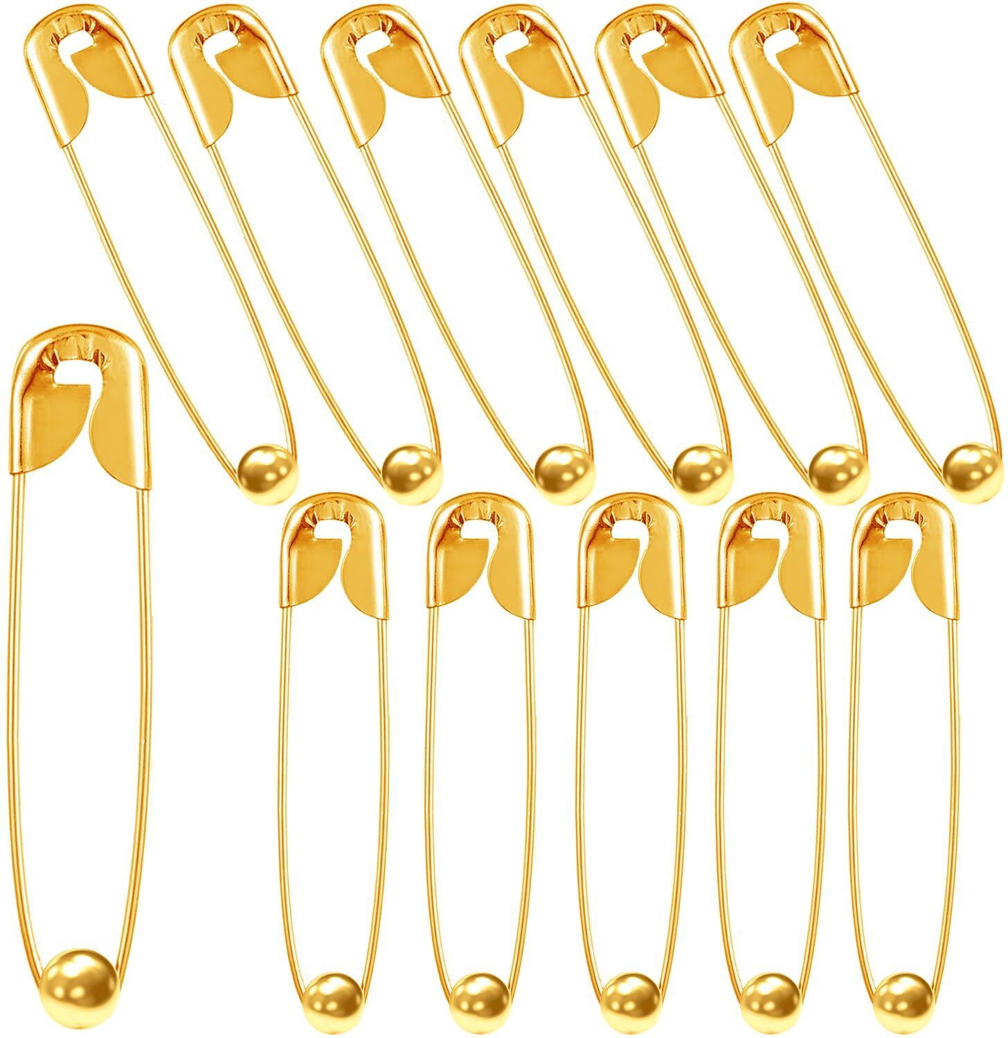 AKIKOAOKI Golden Safety Pins with Anti-Snag Bead for Fabric & Sewing (Set of 12) Brooch-picture-44