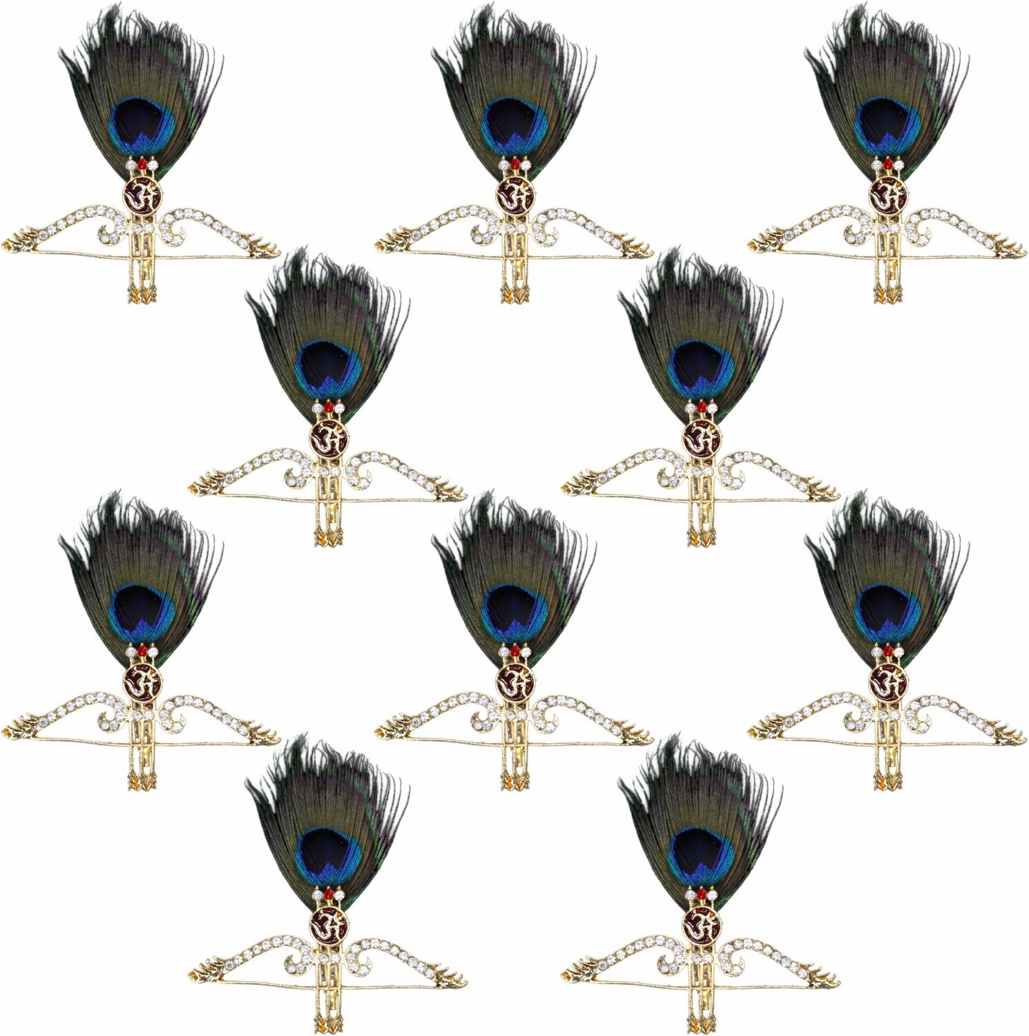 Shri Ram Creations Teen Baan Brooch with peacock feather pack of 10 pcs Brooch-picture-15