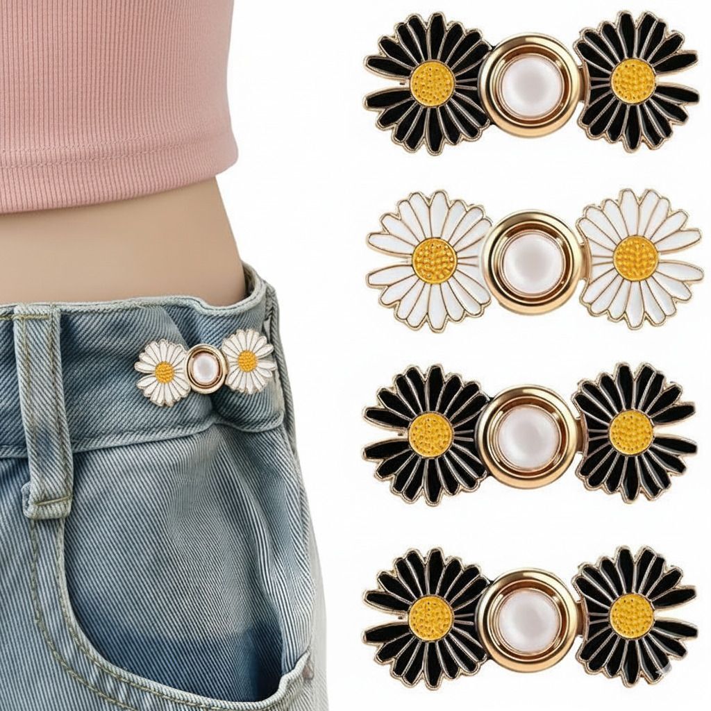 Red Sea Flower Jeans Waist Clip Tightener | Easy No Sew Adjustment Brooch-image-2