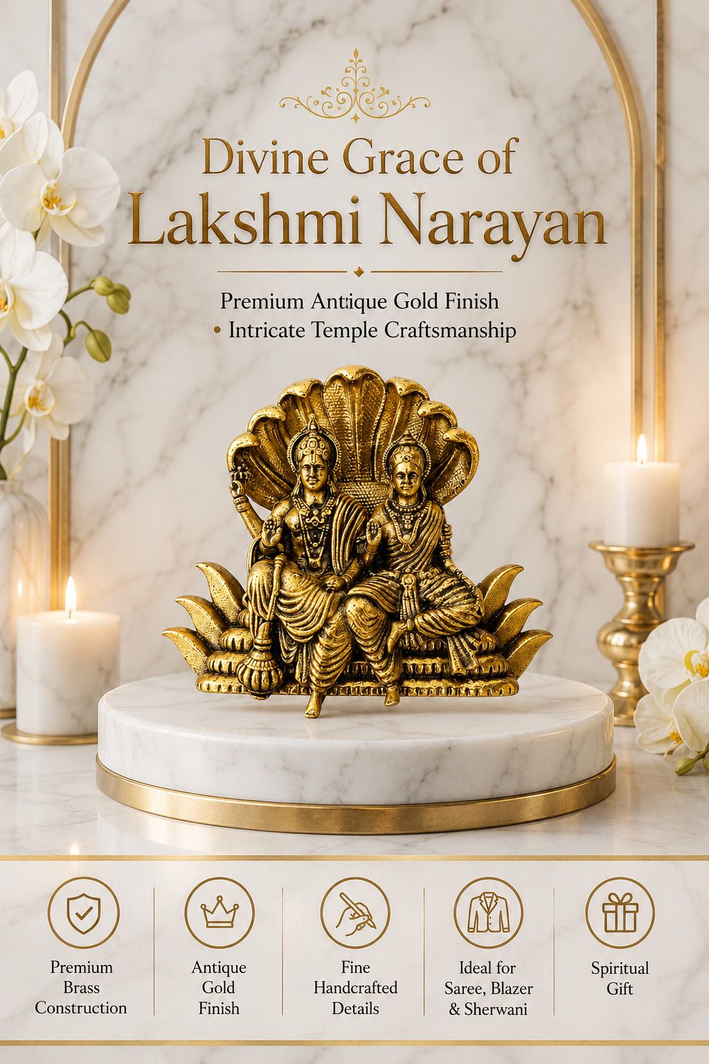 AMRAT NAATH JEWELLERS Royal Lakshmi Narayan Devotional Brooch Brooch-image-19