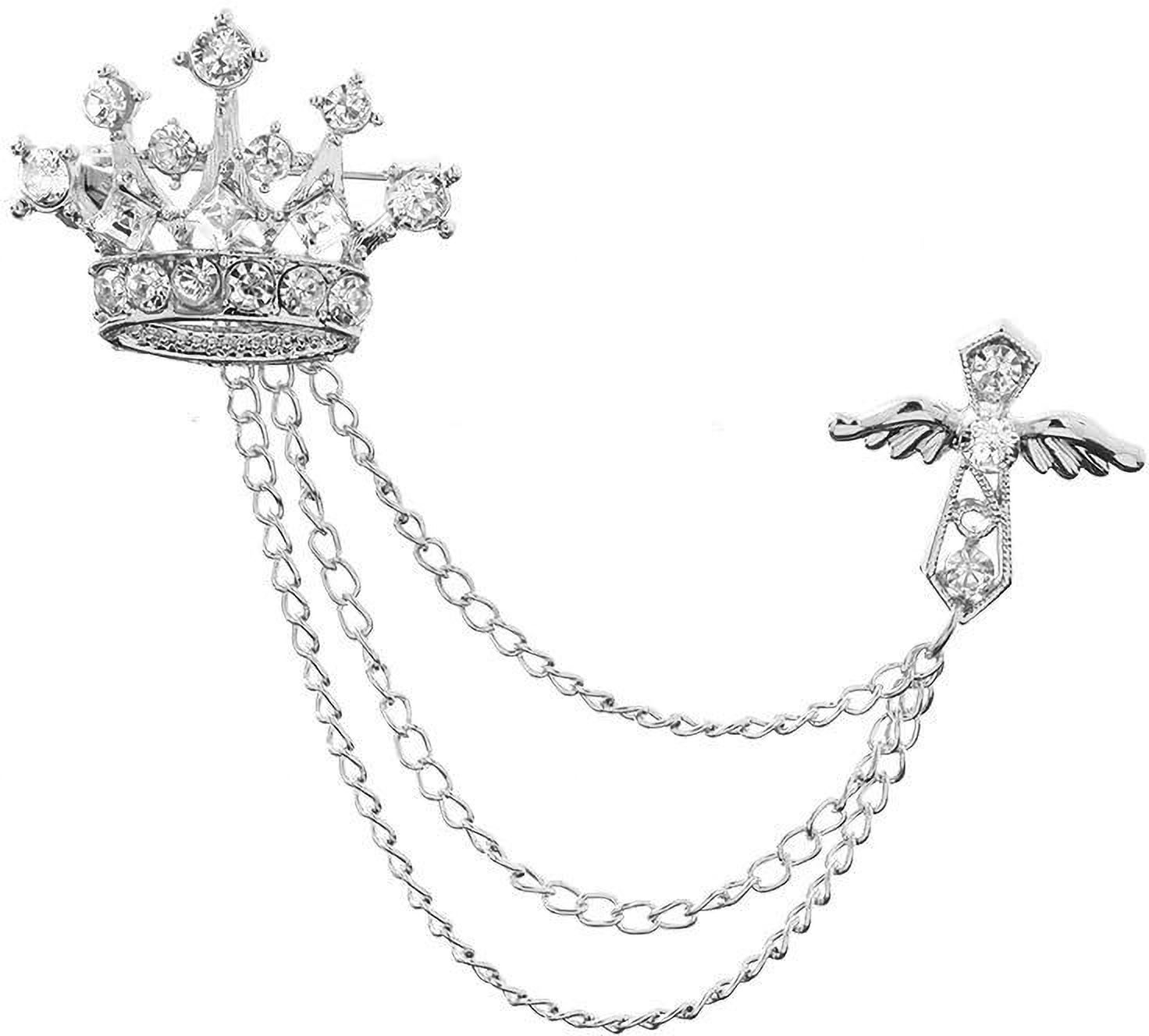 SYGA Tassel Brooch Pin with Crystal Chain(Silver) Brooch-picture-18
