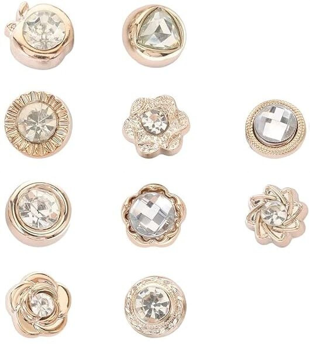 DRURI 10Pcs Diamond Brooch Buttons Mini Safety Buttons for Cardigan Saree Dress Brooch-image-5