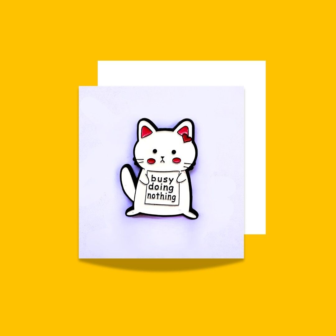 Wags4Whiskers Cute Cat Enamel Pin for Bags & Jackets | Busy Doing Nothing Cat Pin Brooch-picture-29