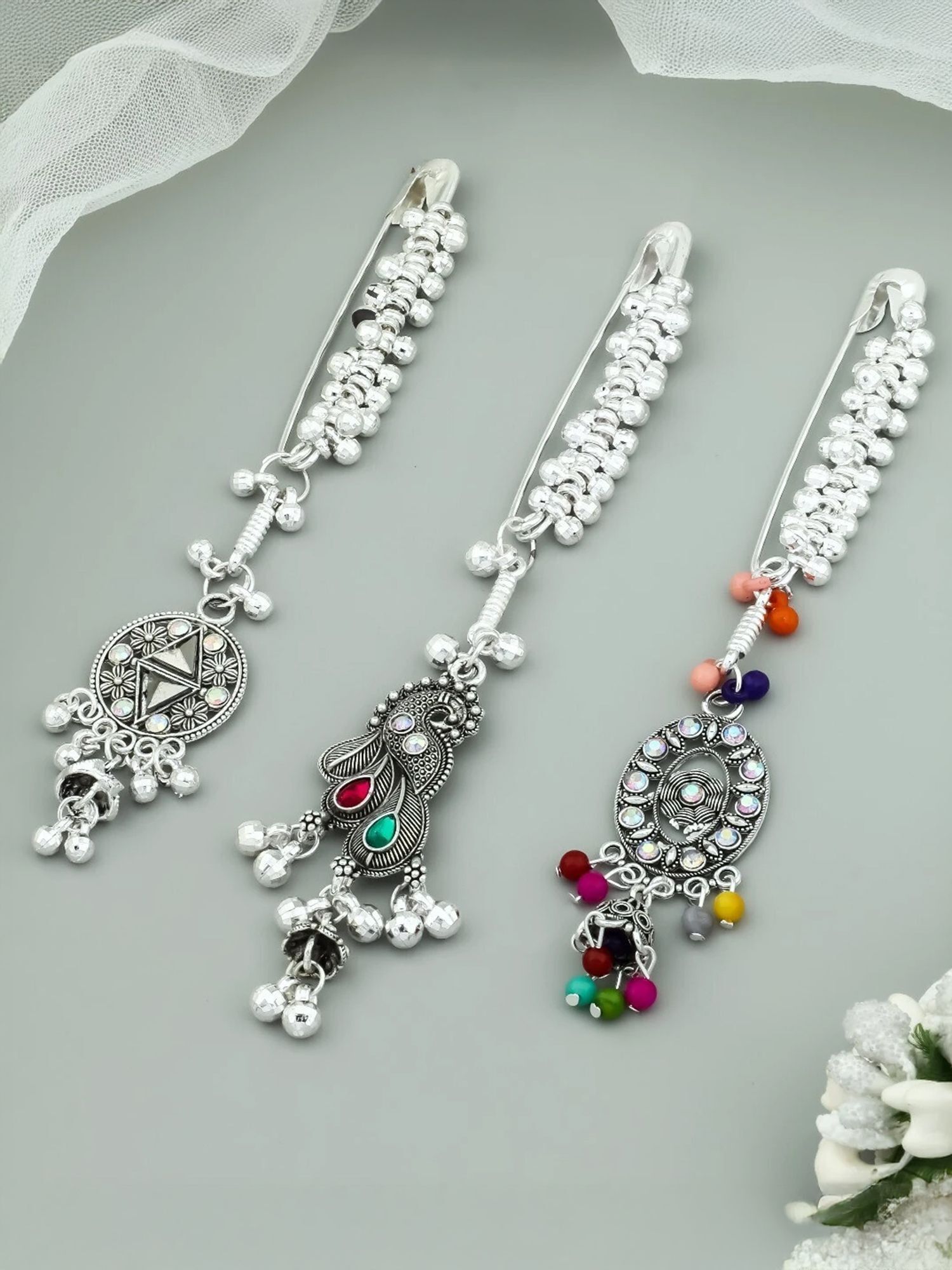Gajanand Enterprise Traditional Fancy Oxidised Saree Pins/Brooch/Safetypin For Women Brooch-picture-11