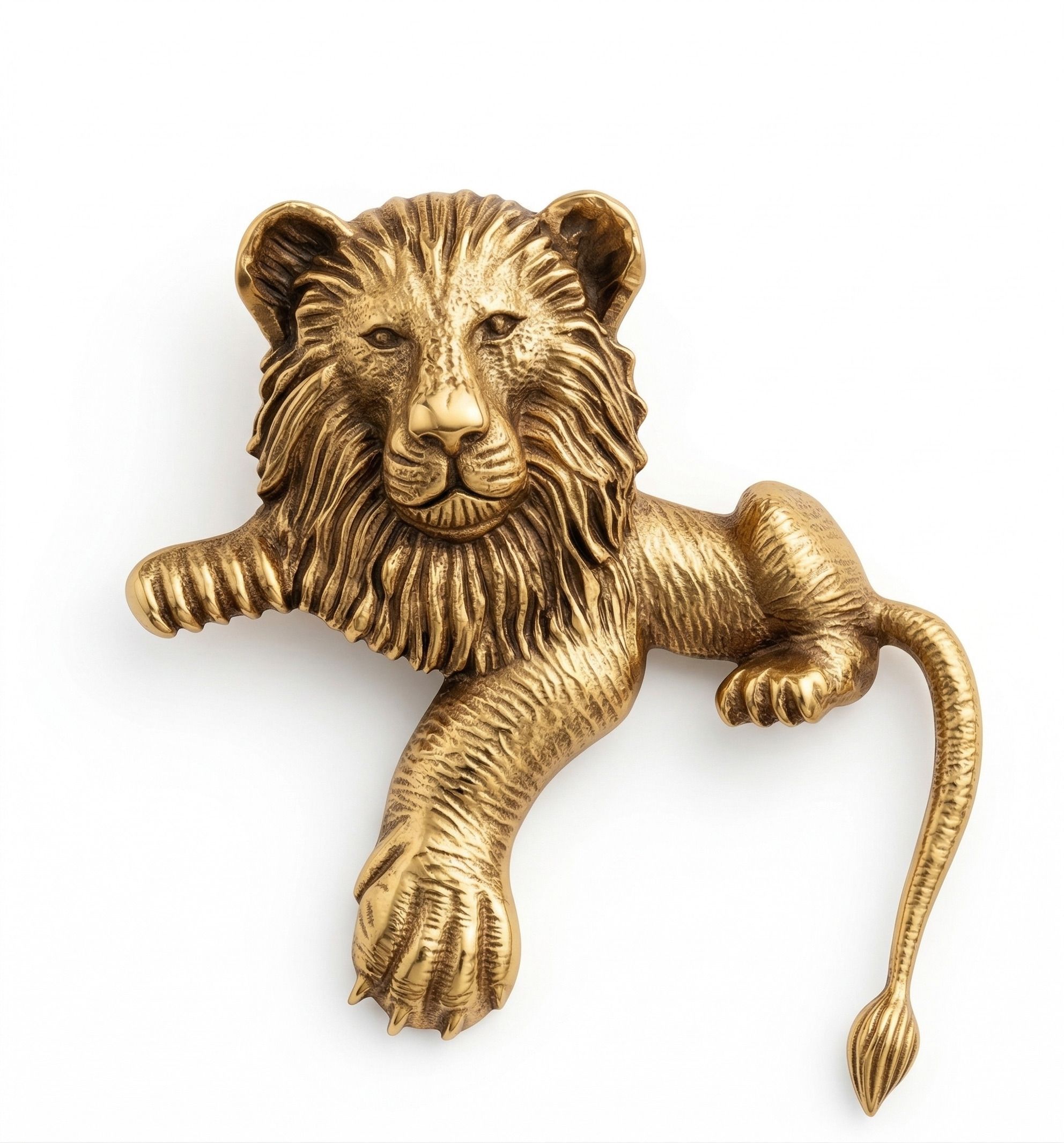 PRIYORAA Majestic Prowling Lion Brooch – Minimalist Antique Gold Full-Body Lion Lapel Pin Brooch-image-5