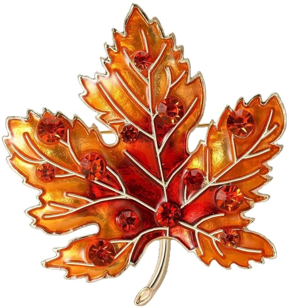 MG MEGAGLOW Beautiful Orange Mapple Leaf Brooch Brooch