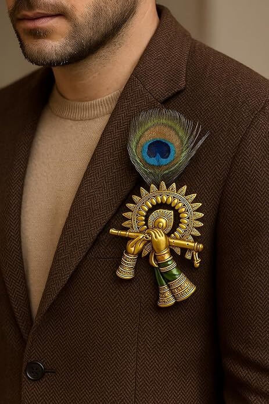 GemVibe Metal Brooch Krishna Brooch Krishna Flute Brooches Wedding Brooch