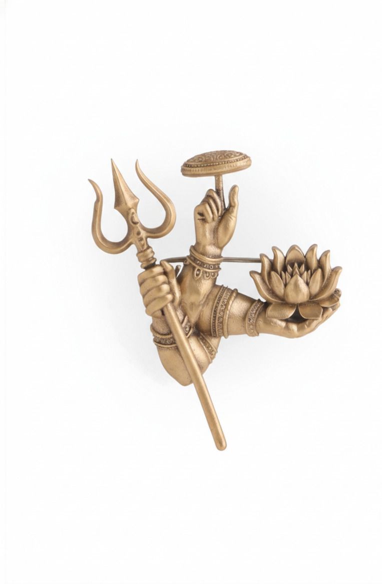 PRIYORAA Trideva Mudra Brooch – Antique Gold Divine Hands Lapel Pin Brooch-picture-14