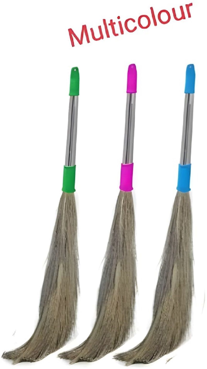 Pack of 3 Steel Broom 52 Inch Extra Long Broom | Stainless Steel Broom Grass Dry Broom-image-42