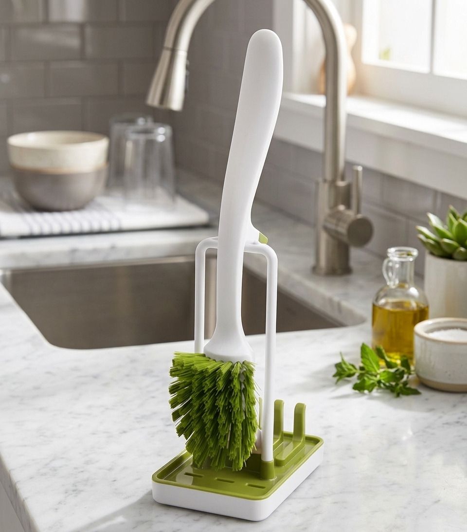 maauvtor Dish Cleaning Brush with Stand holder Kitchen Scrub Brush for Pot,Pan,Sink,Stove Microfibre Wet and Dry Brush-picture-25