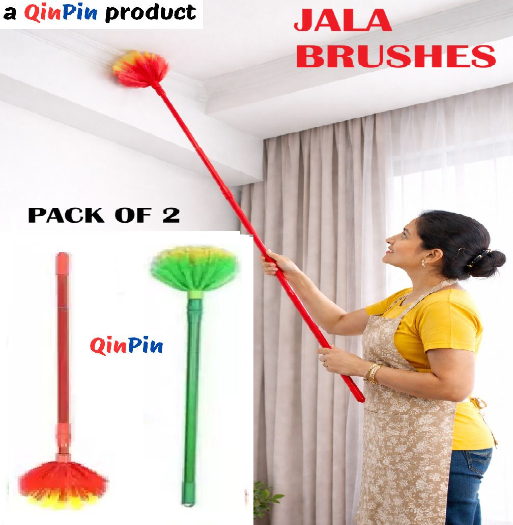 qinpin Long Stick Broom Pack of 2 for Roof & Cobweb Cleaning Dry Duster-picture-40