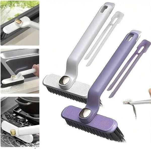 2 IN 1 BRUSH 360 DEGREE Rotating Bathroom, Brush Tile Cleaning Multi Purpose Use Handle Scratch Brush-image-1