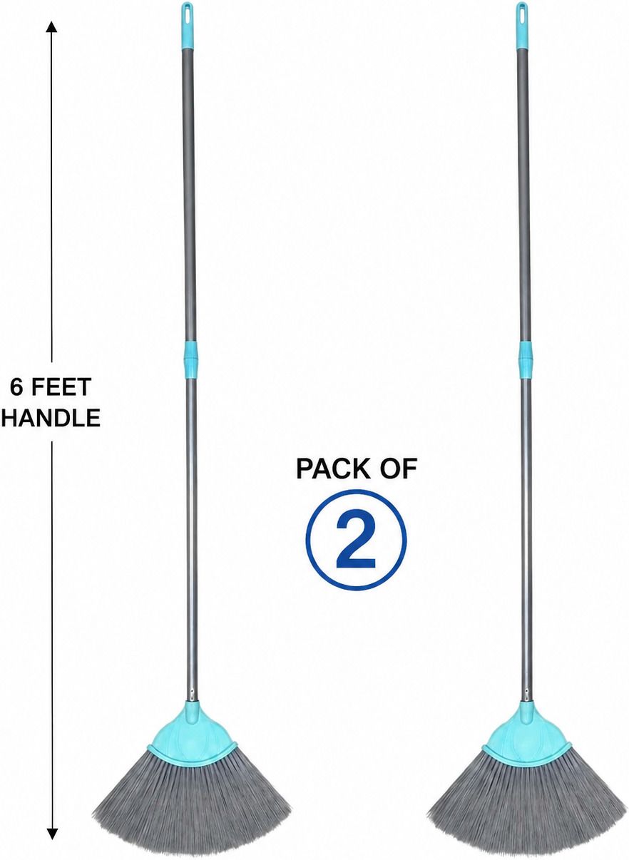 Long Handle Synthetic Bristle Plastic Broom with 6 Feet Handle for Household Use Bamboo Dry Broom-image-40