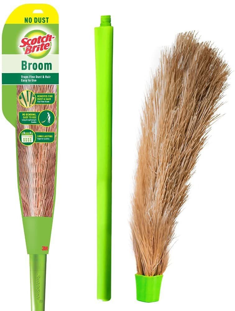 No-Dust Broom, Long handle, Easy floor cleaning (Multi-use) Fiber Dry Broom
