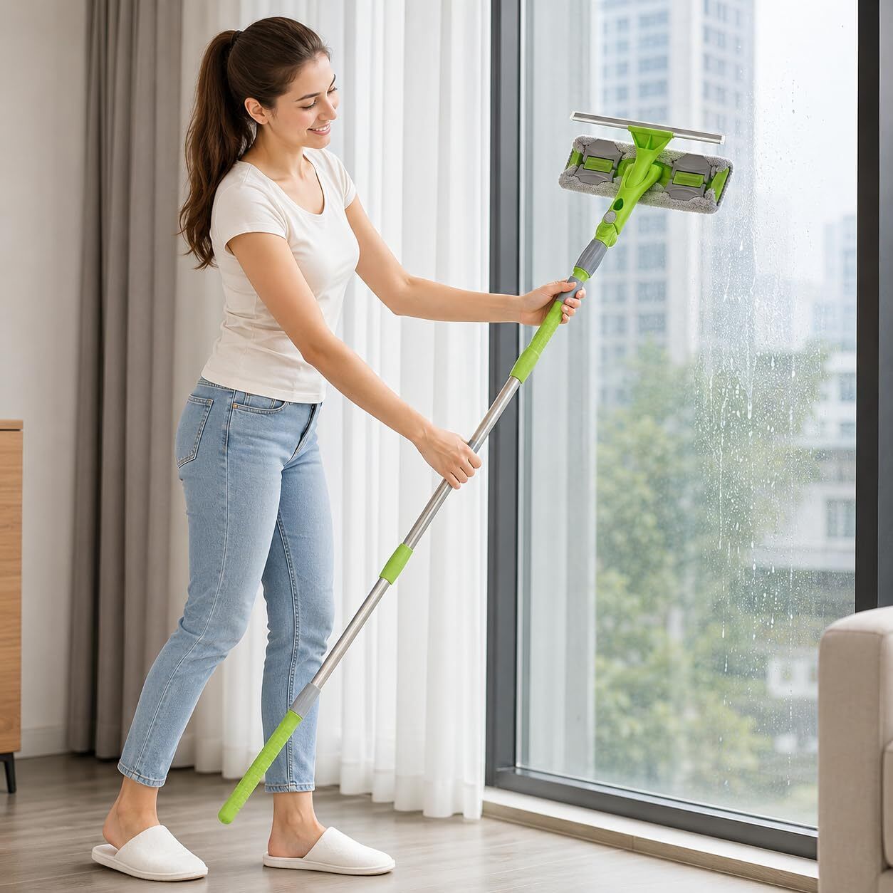 pridhur creation Window Glass Cleaner for Solar Panel Window Cleaner Cleaning Brush(Multicolor) Microfibre Wet and Dry Broom-picture-33