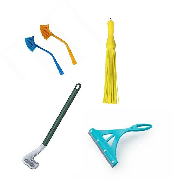 strugglinginc 1 Plastic Stick Broomand 2 Small sink brush,1wiper,1 siliconGolf Toilet Brush Plastic Wet and Dry Broom-picture-13