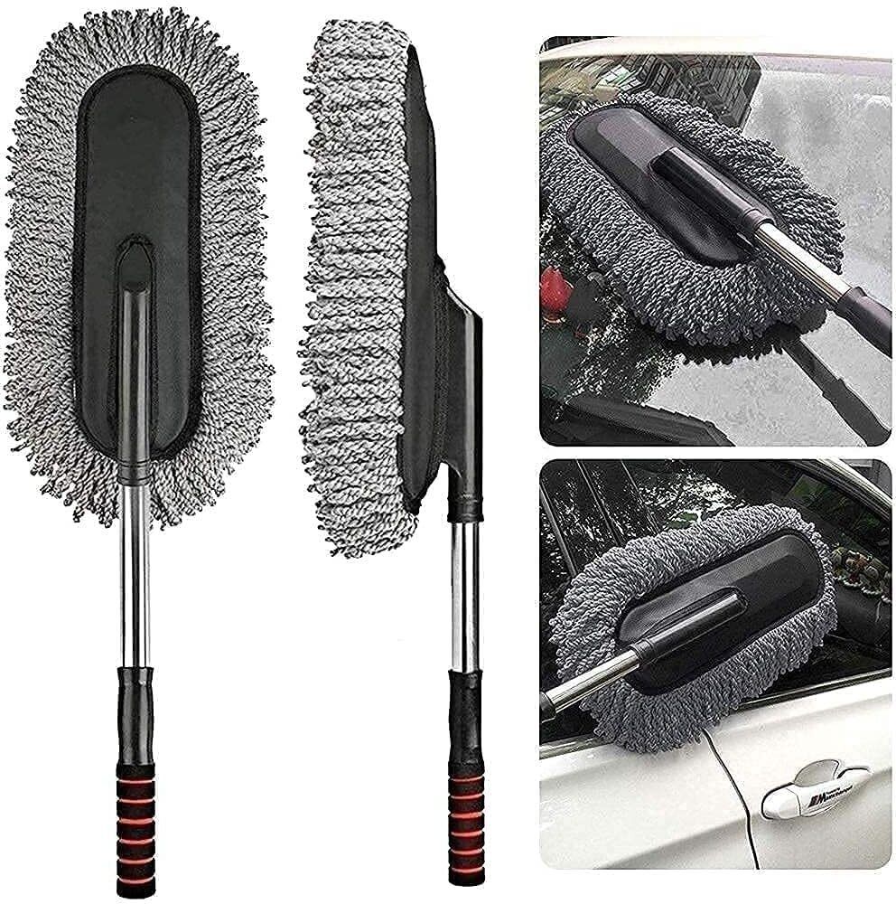 fgg Microfiber Car Cleaning Brush Ideal as Mop Duster,Washing Brush with Long Handle Microfibre Wet and Dry Broom-picture-3