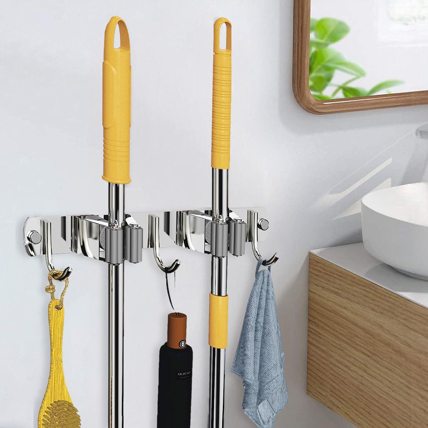 sunvibe Silver Stainless Steel Broom Holder-picture-38