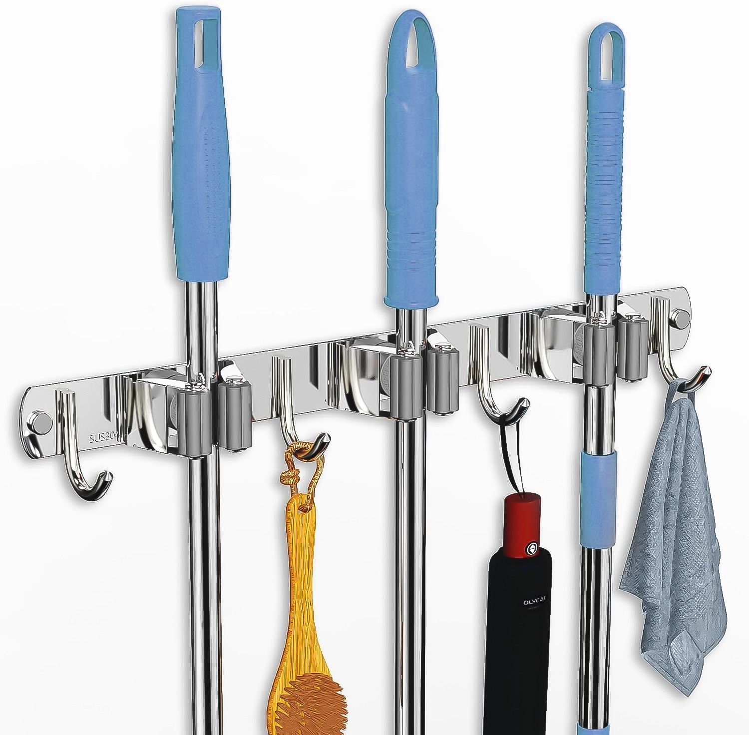 Silver Stainless Steel Broom Holder-image-13