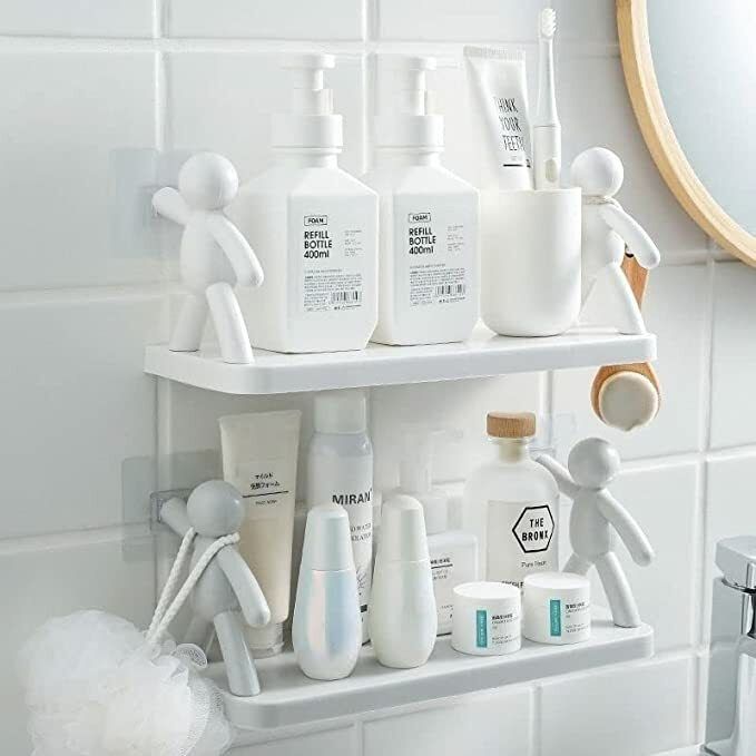 Multipurpose Wall Mount Self Adhesive Floating Shelf and Rack Plastic Wall Shelf-image-1