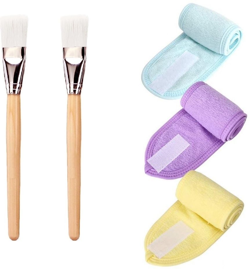 2PC Brush for Bleach and Face Pack with 3PC Adjustable Makeup Facial Headband-image-12