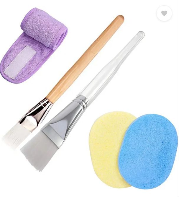 2 Face Pack Brush and 2 Face Cleaning Sponge Facial Headband for Women-image-30