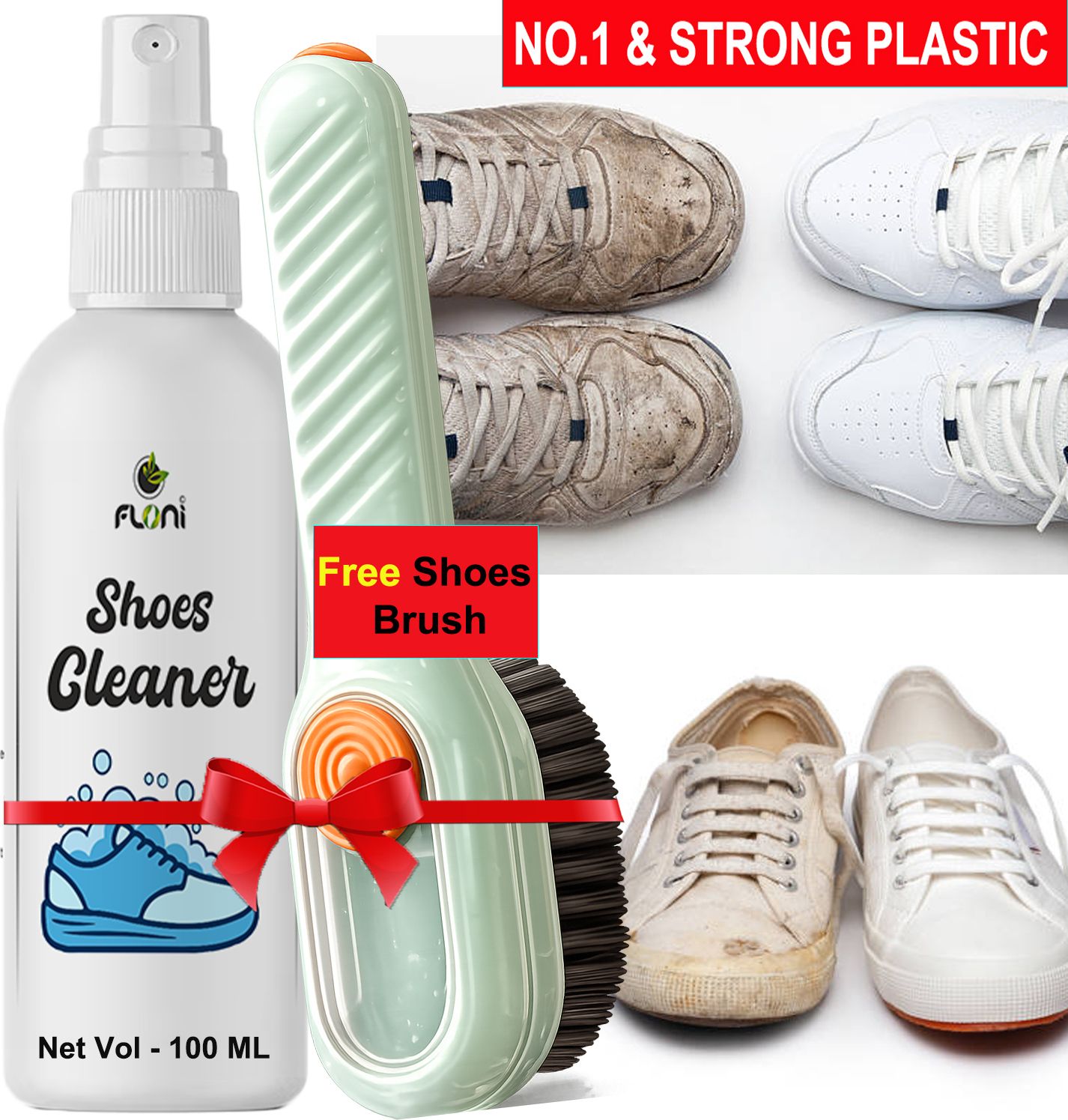 floni Shoe Cleaner Liquid with Free Cleaning Brush Combo Cleaner-image-7