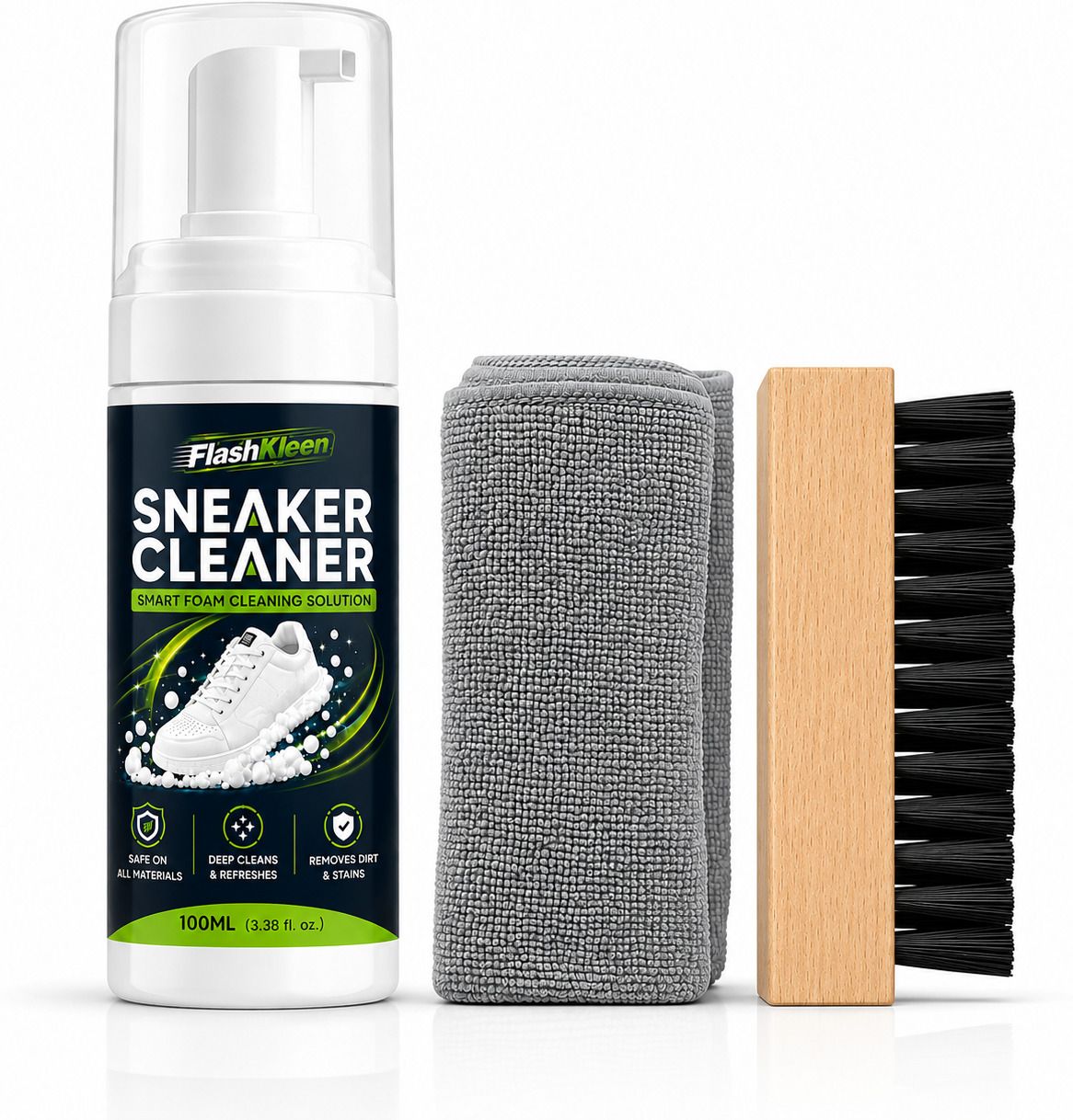FlashKleen 100ml Sneaker Cleaner with Brush & Microfiber Towel Cleaner-image-14