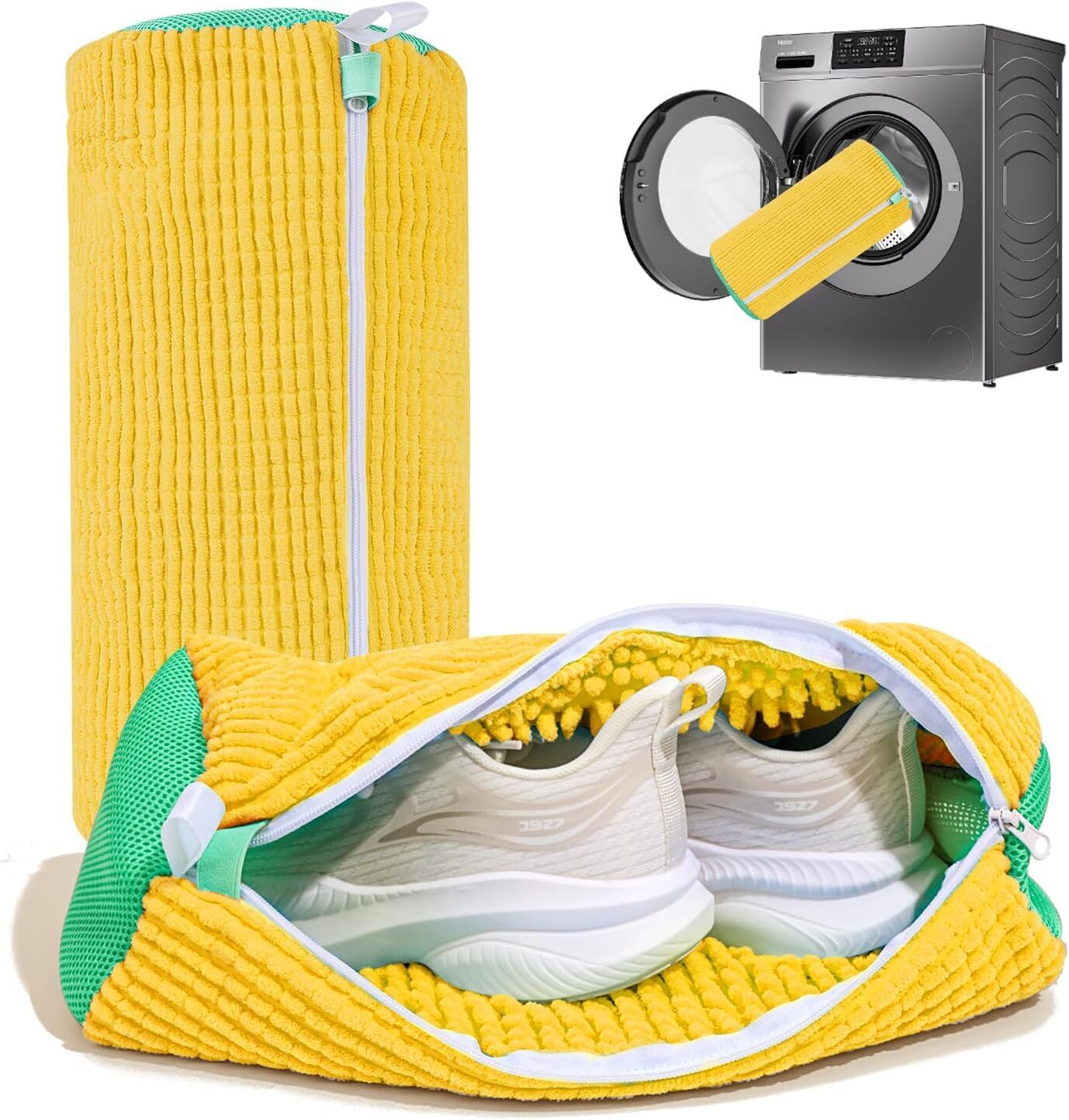 Kickzu 2Pc Shoe Washing Machine Bag, Laundry Bag for Washing Machine with Zip, Wash Bag Cleaner-image-20