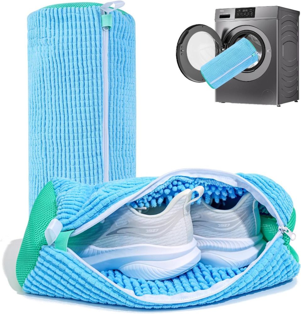 jashpvi Shoe Washing Bag for Washing Machine | Reusable Mesh Sneaker Laundry Bag Blue Laundry Trolley-picture-16
