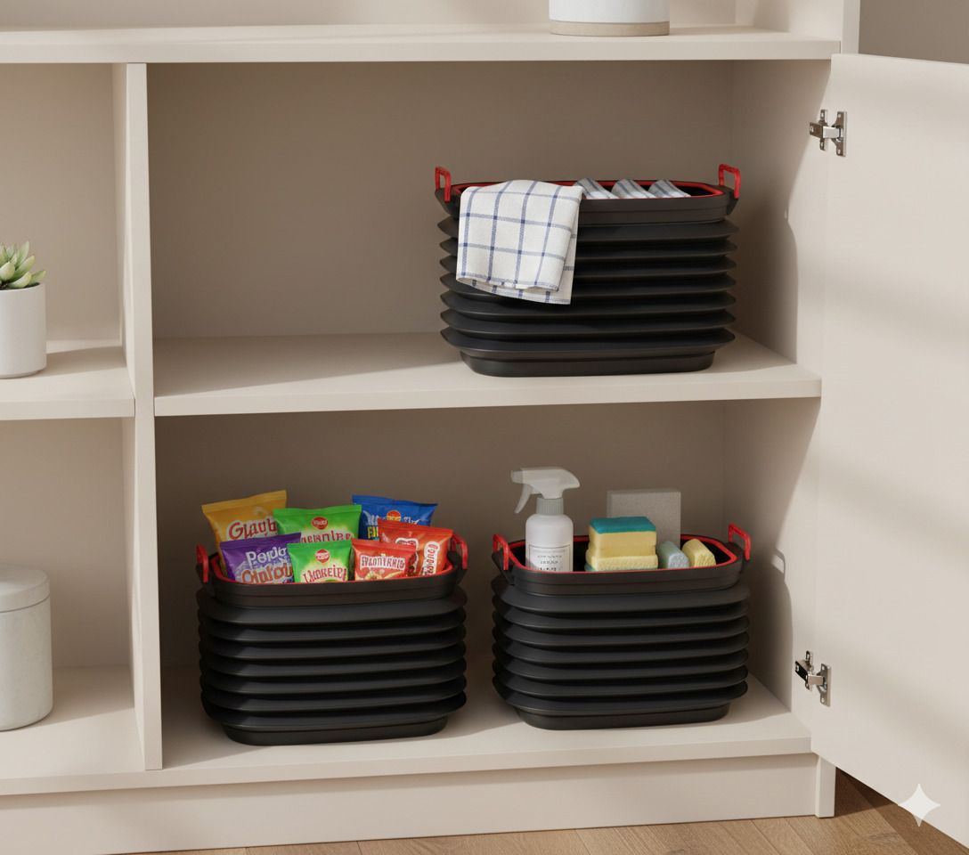 stacpro HeavyDuty Collapsible Utility storage Bin with Lids for Garage Bathroom Kitchen Plastic 1 Pockets-picture-18