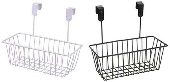 Kitchen Rack Hanging Basket Organizer Basket Black/White Containers Storage Iron 2 Pockets