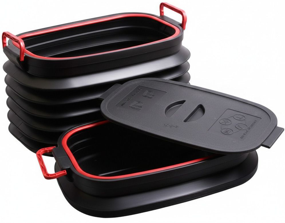 stacpro HeavyDuty Collapsible Utility storage Bin with Lids for Garage Bathroom Kitchen Plastic 1 Pockets-picture-28